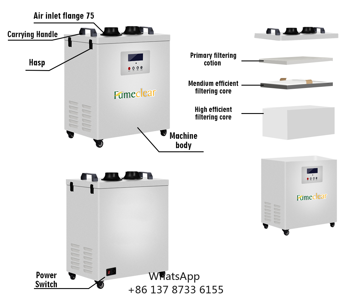 Fume Extractor Laser - Extracteur de fumée Portable approuvé CE,